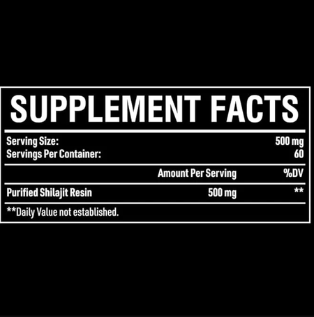 Shilajit Resina Orgánica 500 mg 60 Servicios Venesuila