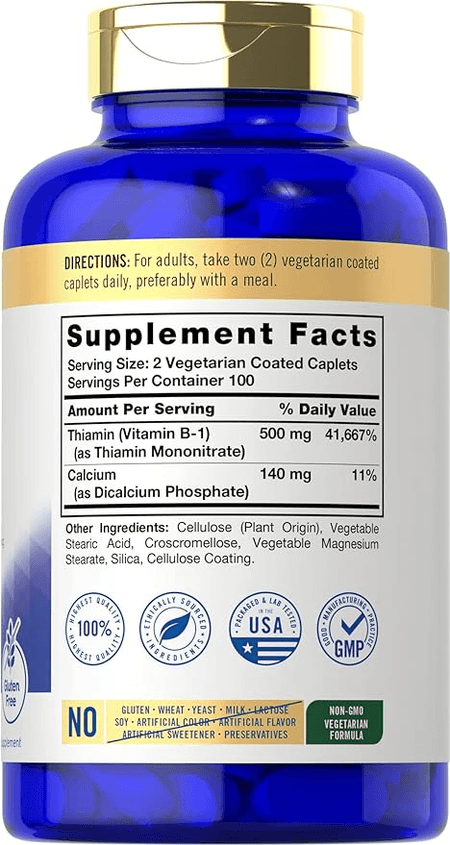 Vitamina B1 Tiamina 500 mg 200 tabletas Carlyle