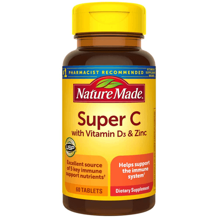 Vitamina C con D3 y Zinc 1000 mg 60 tabletas Nature Made