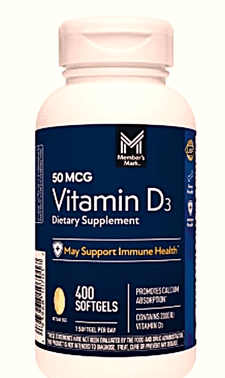 Vitamina D3 2000 IU 400 cápsulas blandas Member's Mark
