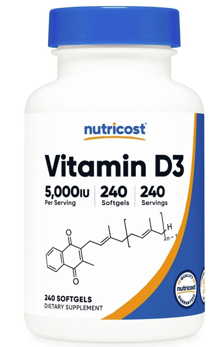 Vitamina D3 5000 IU 240 cápsulas blandas Nutricost