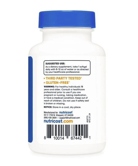 Vitamina D3 5000 IU 240 cápsulas blandas Nutricost