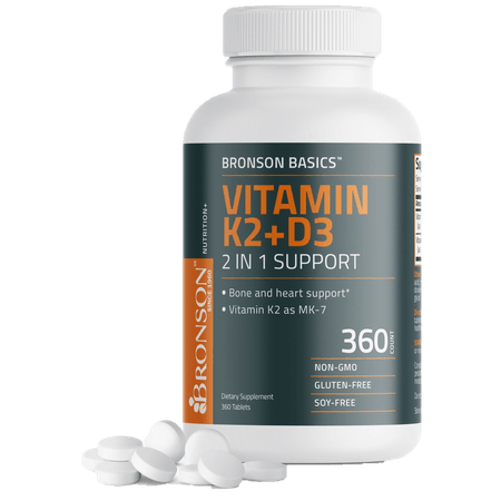 Vitamina D3 con K2 5000 IU 360 tabletas Bronson