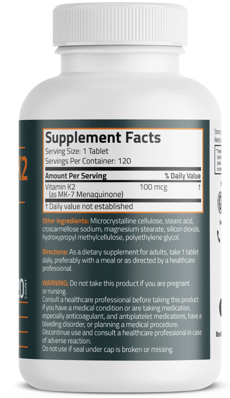 Vitamina K2 (MK7) 100 mcg 120 tabletas Bronson