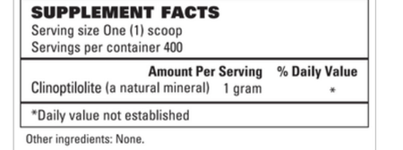 Zeolita en polvo 1000 mg por 400 servicios Davida