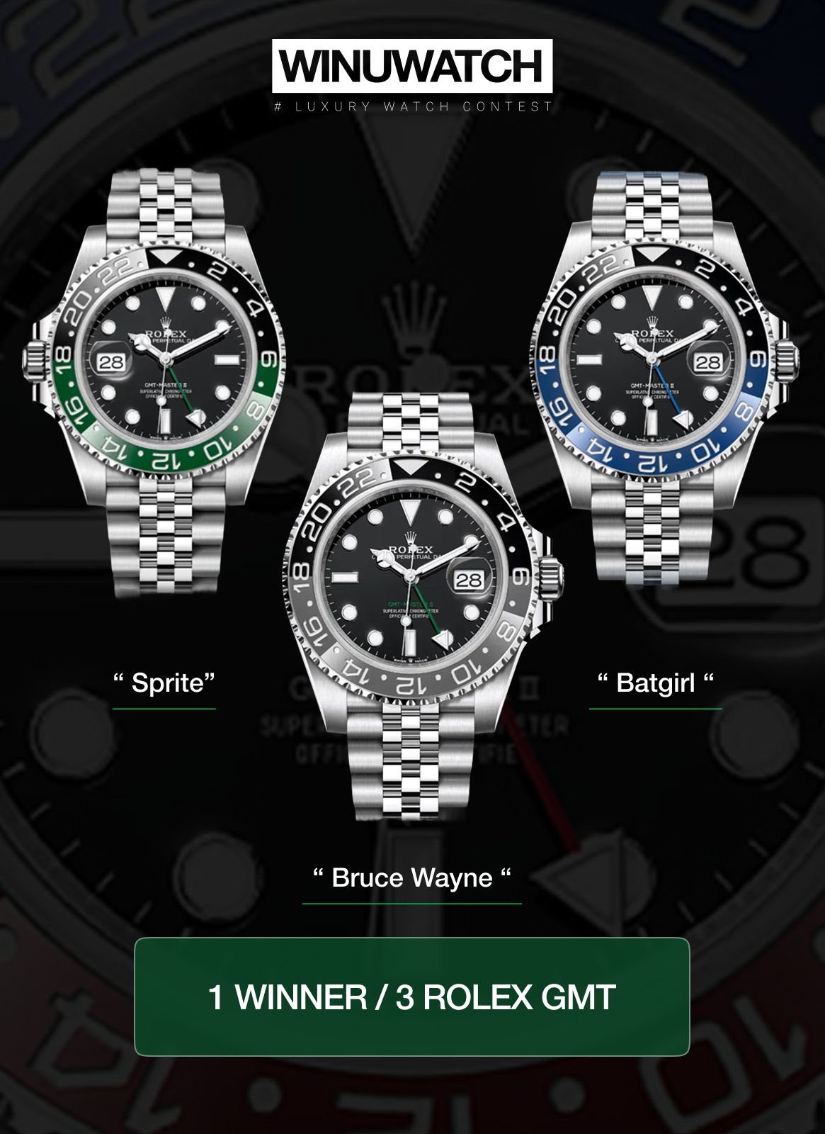 Rolex 🏆🏆🏆 Batgirl, Bruce Wayne, Sprite