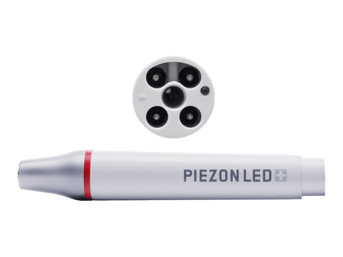 Universal PIEZON® Original LED handpiece EN-060 with connector end view, transparent background