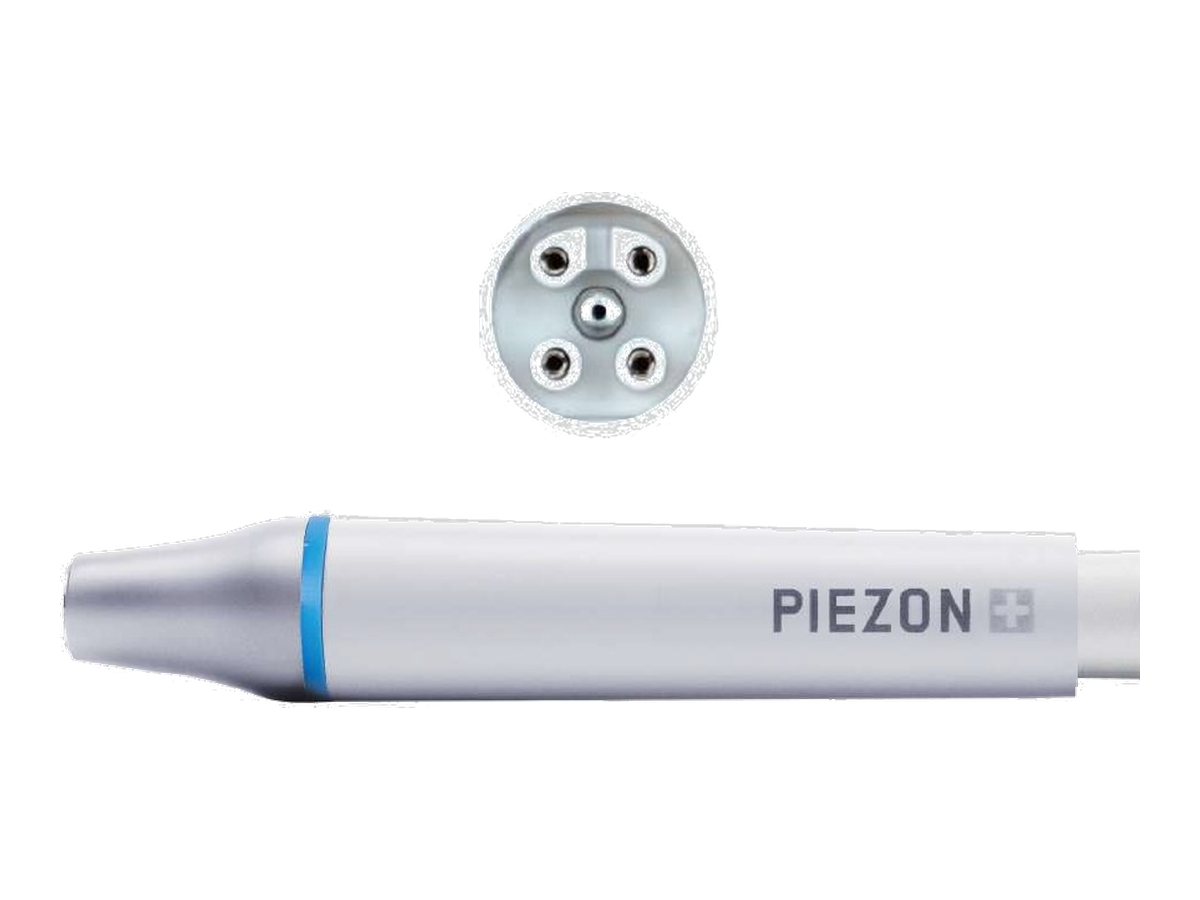 Universal PIEZON® Original handpiece EN-061 with 4-pin connector end view, transparent background