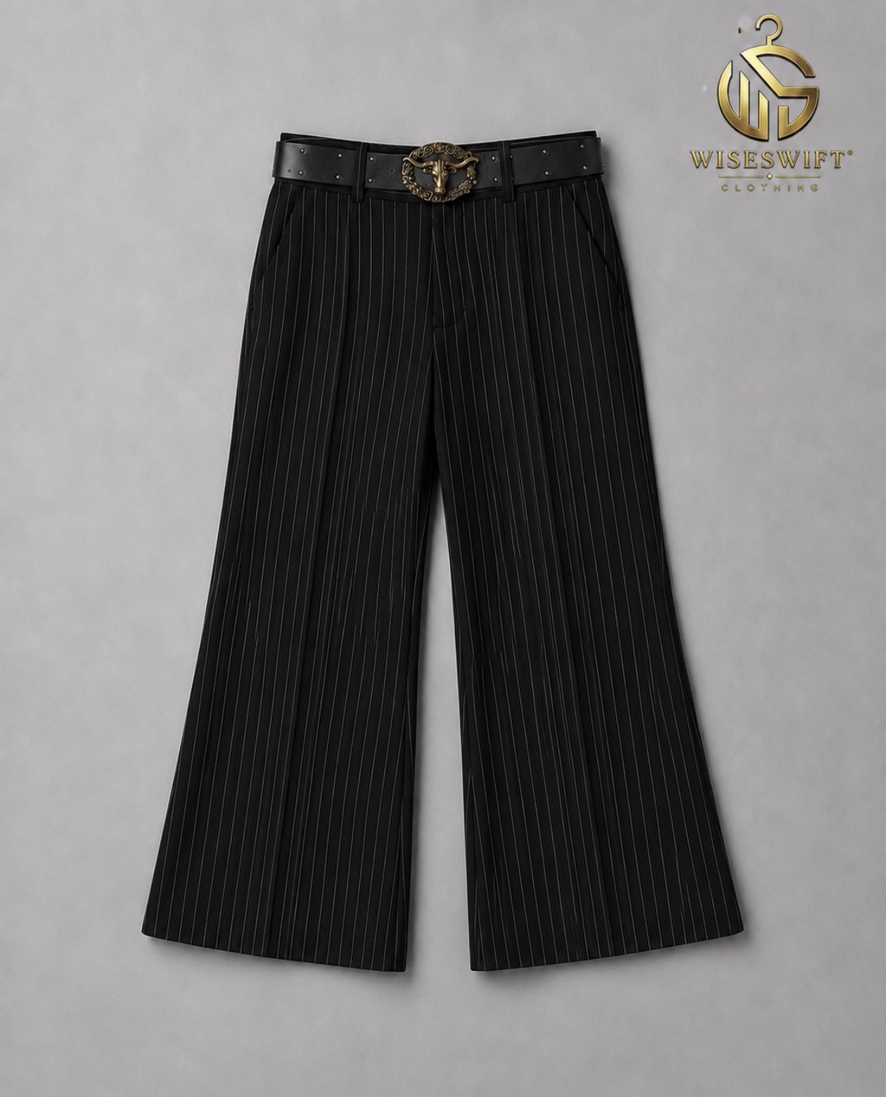 Stripe wide flare pant