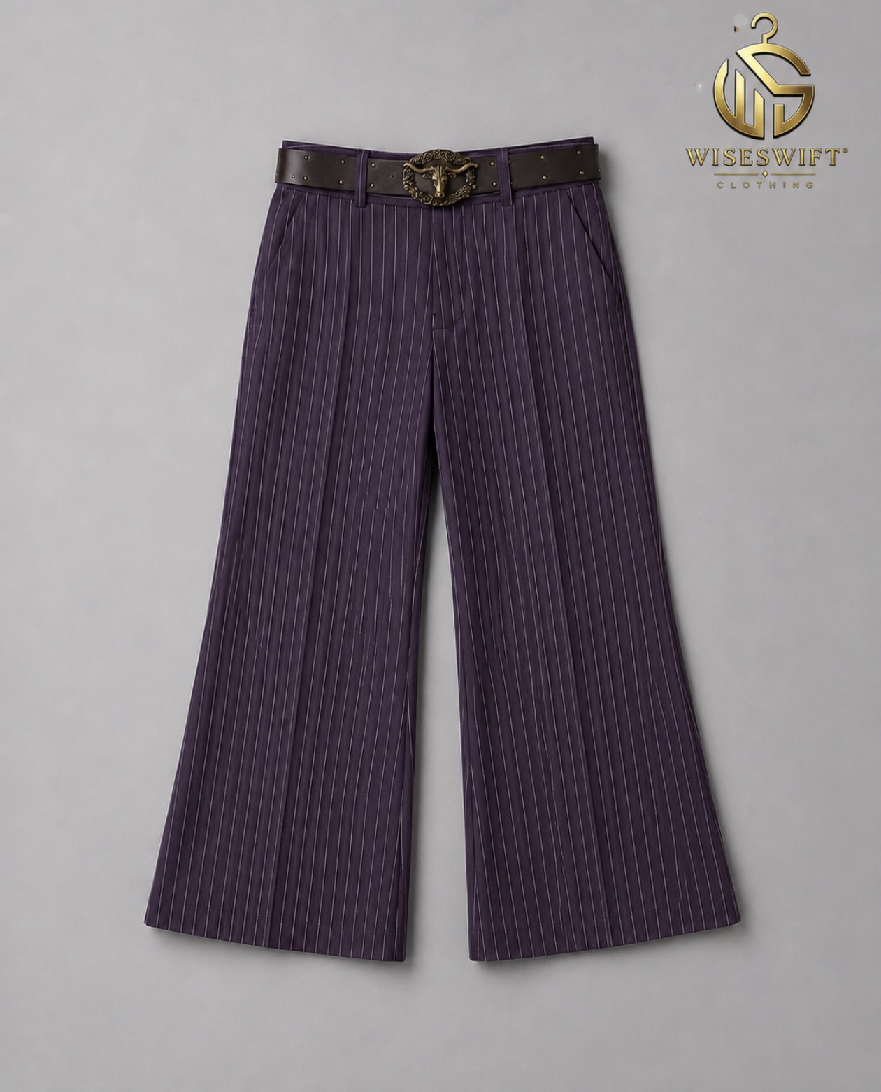 Stripe wide flare pant