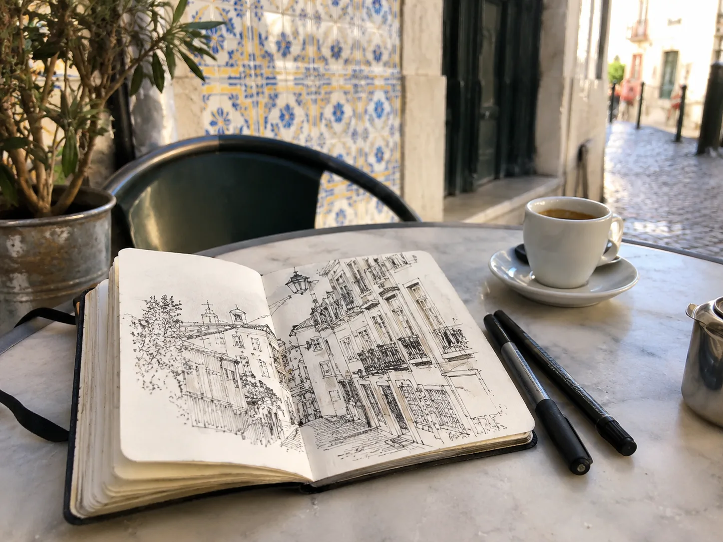 Spend a morning sketching at a pavement cafe