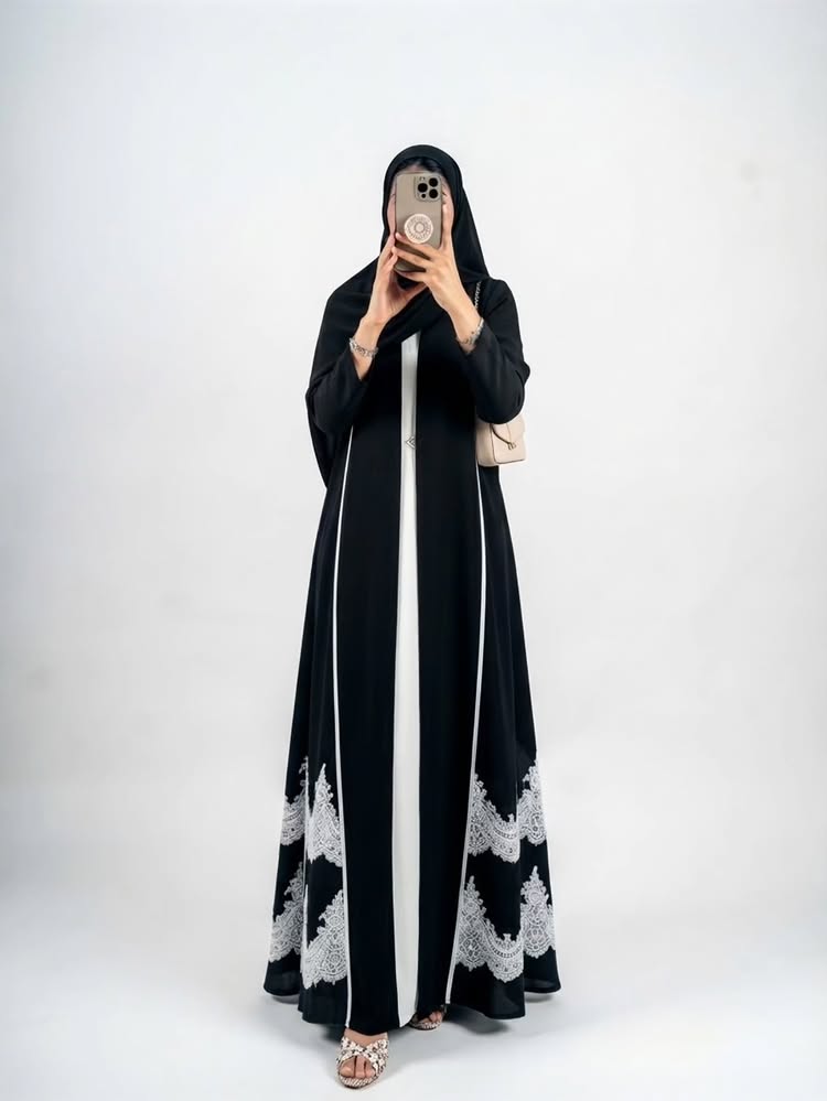 Black & White Lace Abaya