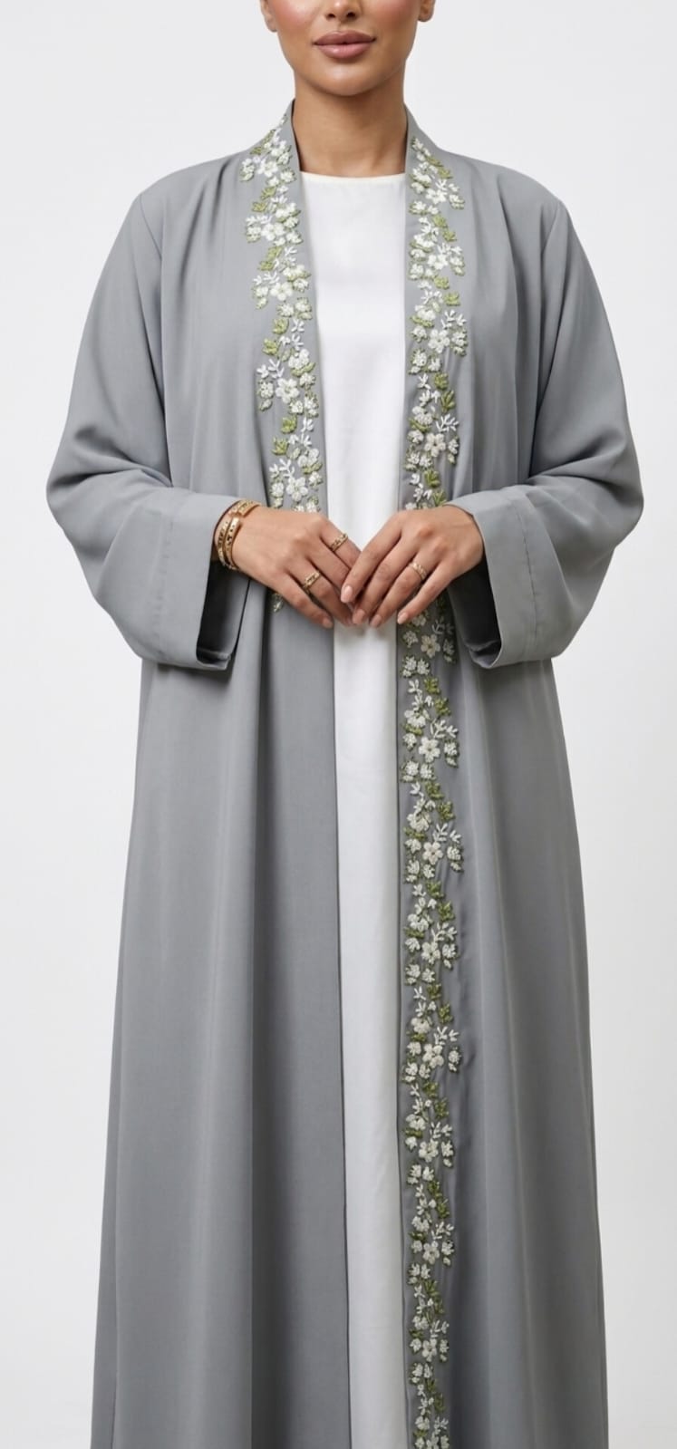 Crepe with Floral Embroidery