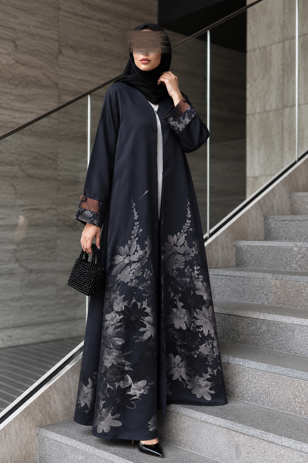 Flora Jacquard Abaya 