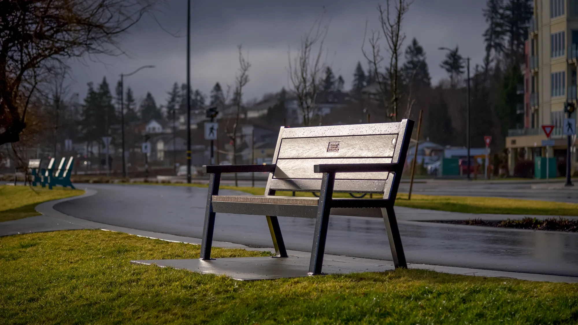 Wishbone Rutherford Angled Leg Memorial Bench in Campbell River