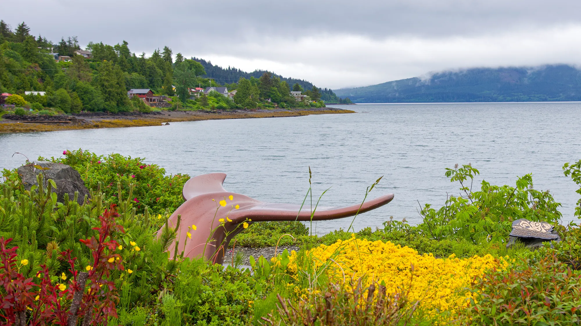 Wishbone Whale Tail Bench in the Village of Daajing Giids (forma