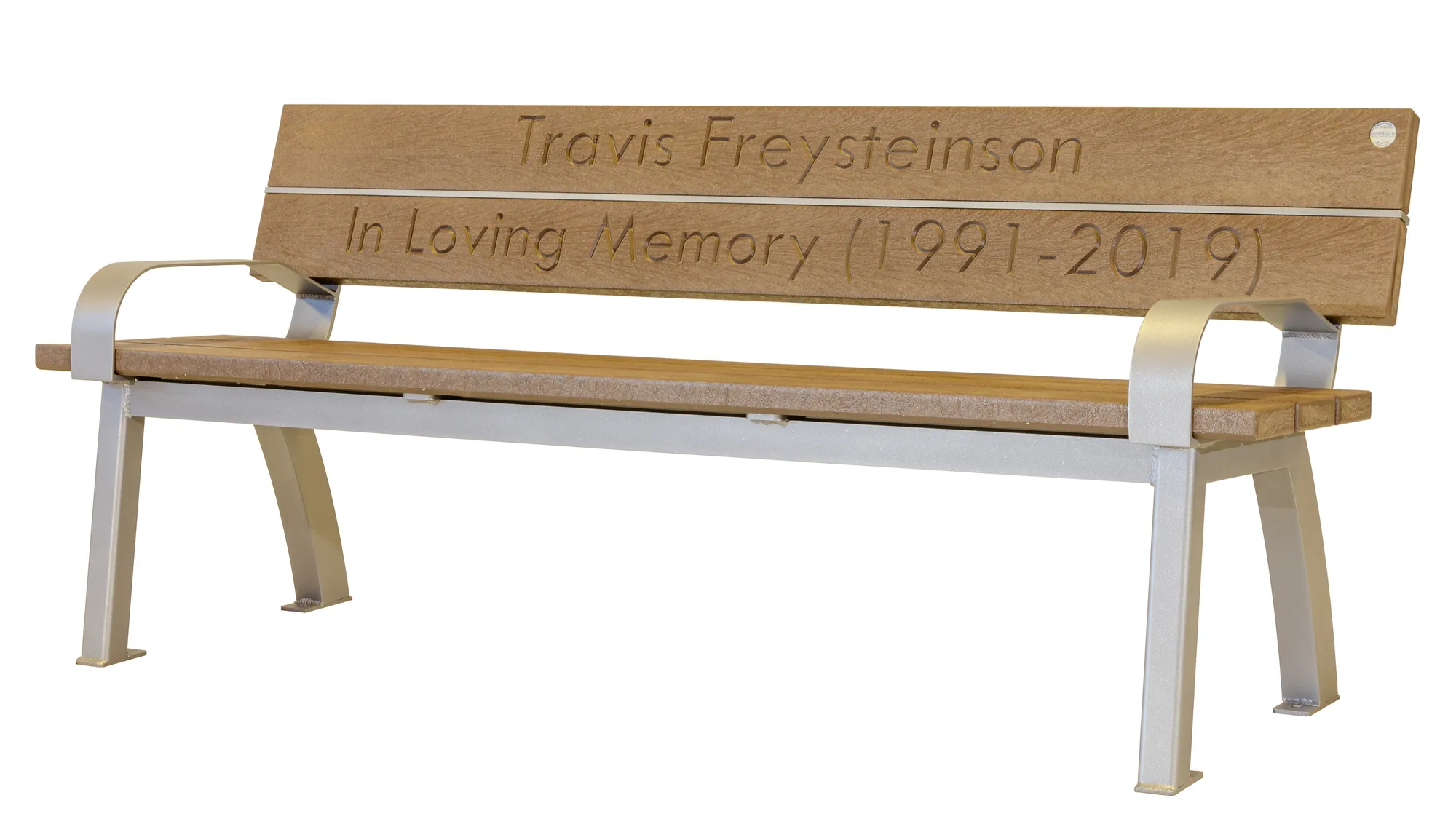 Aylesbury Bench with Custom Wording in Backrest Boards