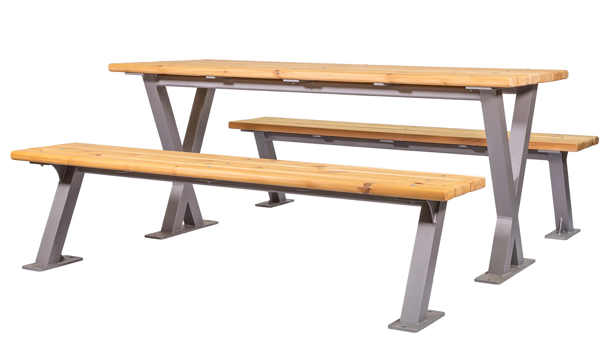 Wishbone Bayview 6 ft Picnic Table in Textured Silver Powder and