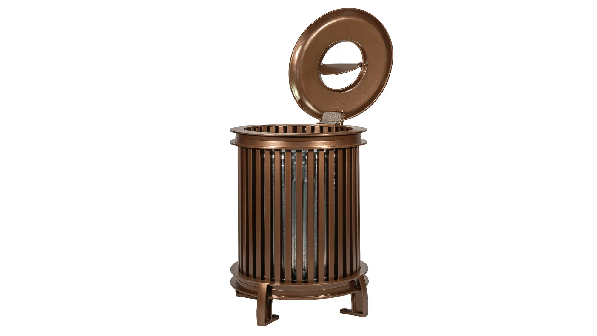 Wishbone Beselt Round Waste Receptacle With Loading Door Open