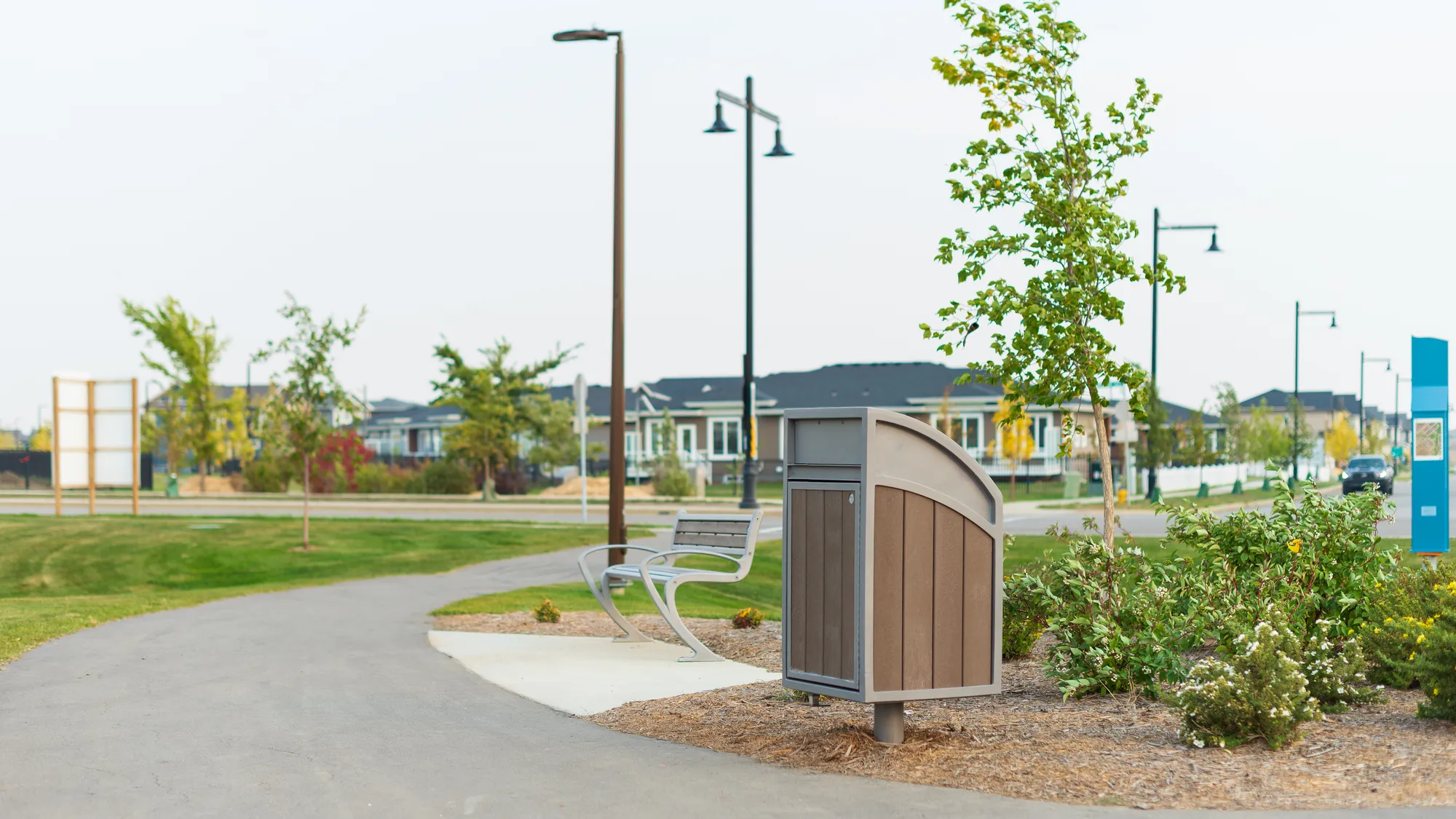 Custom Direct Burial Modena Curved Top Waste Receptacle in Saska