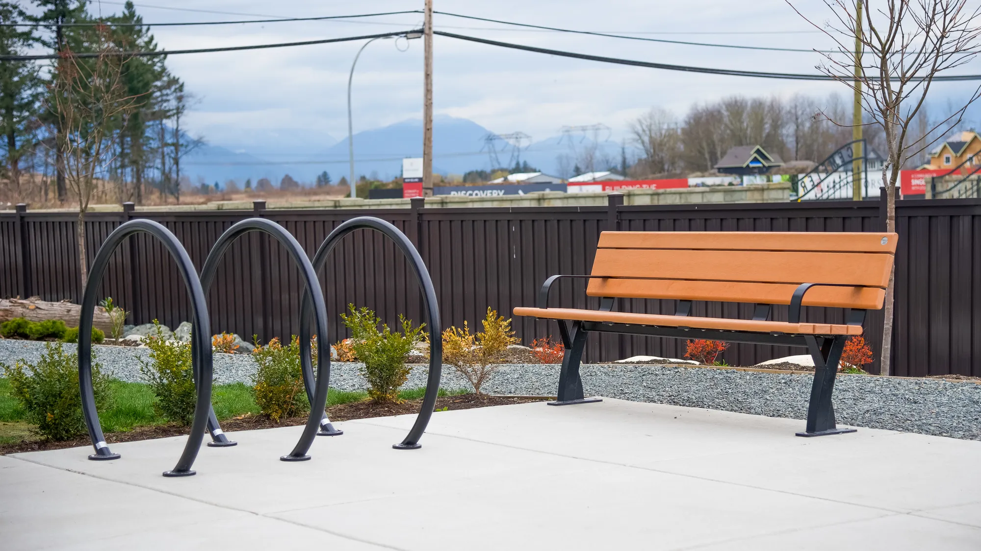 Wishbone Parker Bench and Loop Bike Racks in Chilliwack BC