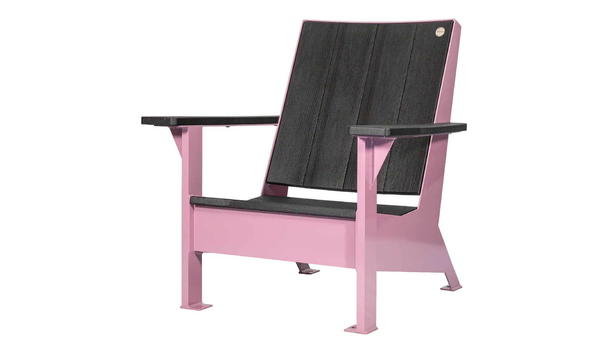 JEM Lounge Chair with Black Recycled Plastic Lumber and Rose Fra