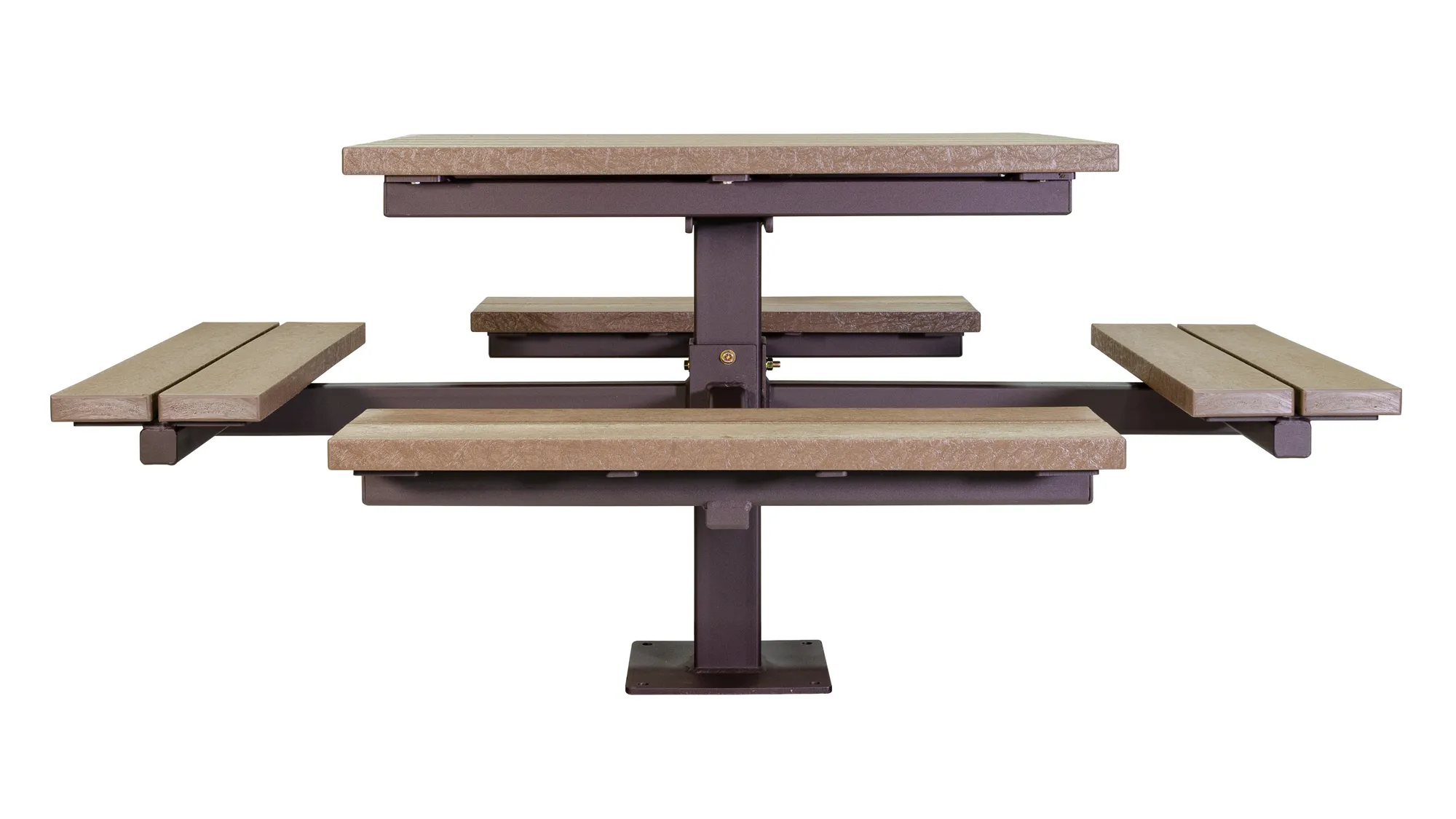 Wishbone Commercial Single Pedestal Picnic Table Side View