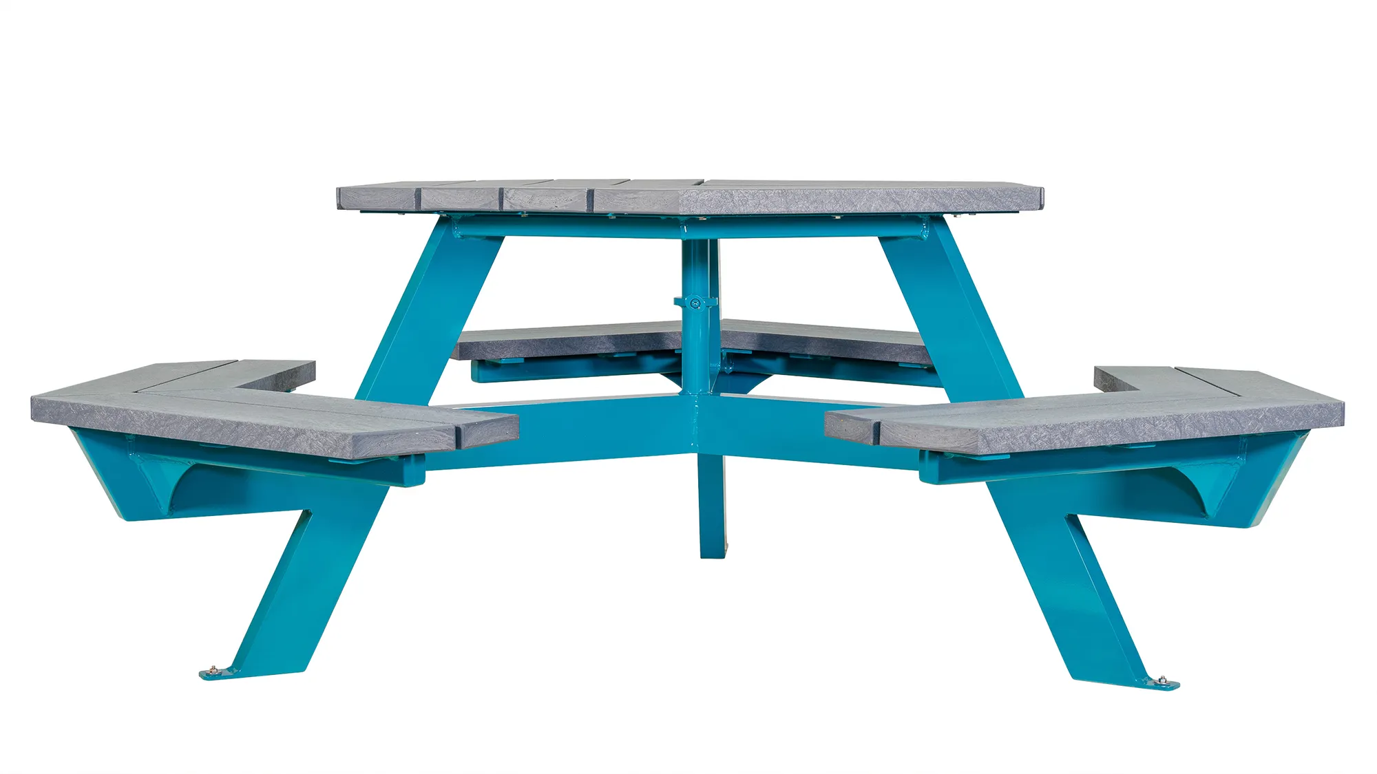 Wishbone Commercial Bayview Hexigonal Picnic Table in Grey and W