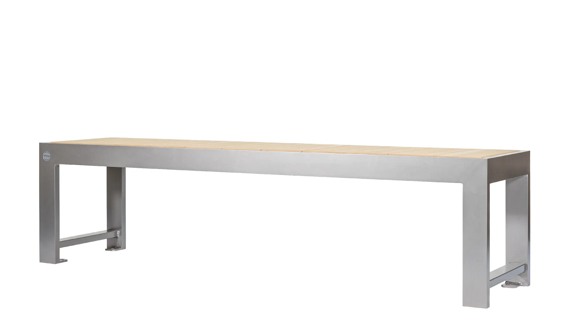 Wishbone Harvest Backless Bench in Textured Silver Powder and Sa