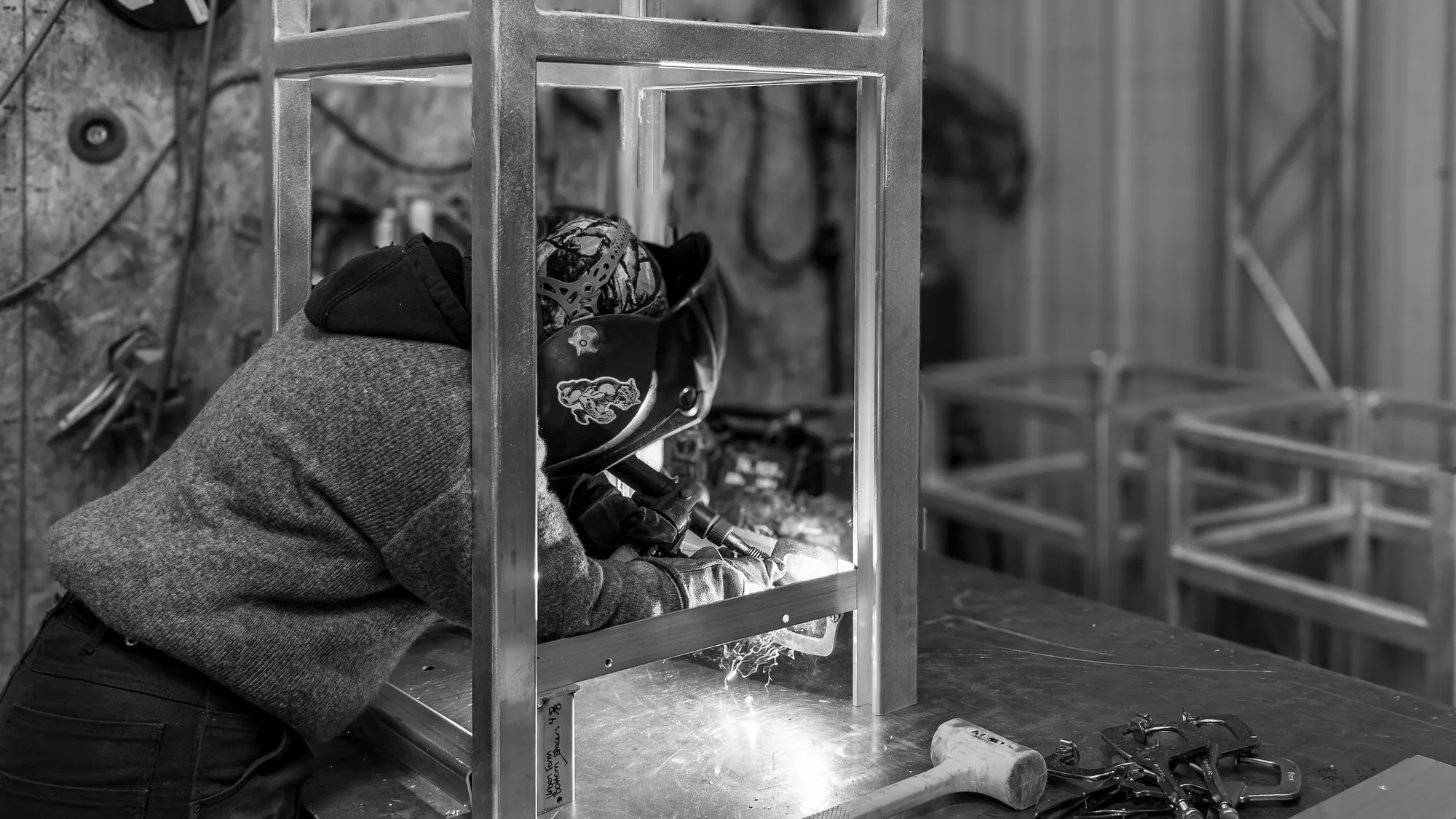 Welding the Aluminum Frame of the Urban Form Easy Access Waste R