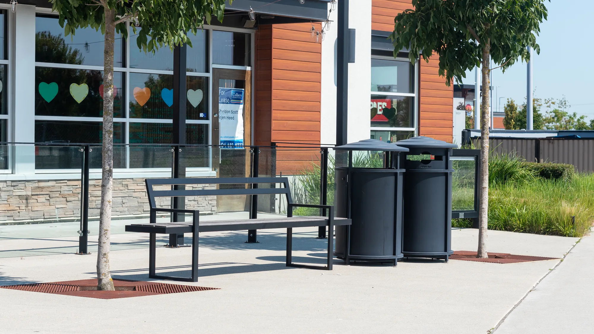 Wellington Site Furnishings Skyline Bench using cedar slats at T