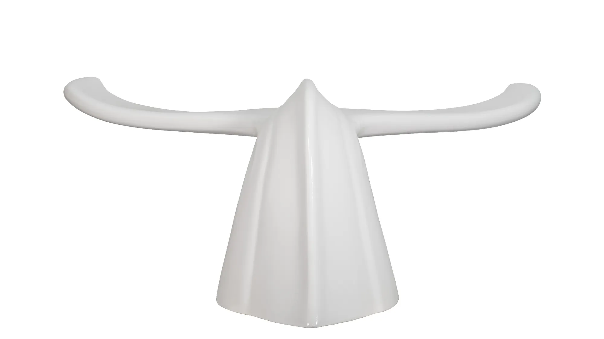 Wishbone Whale Tail Seat in Textured White Front View