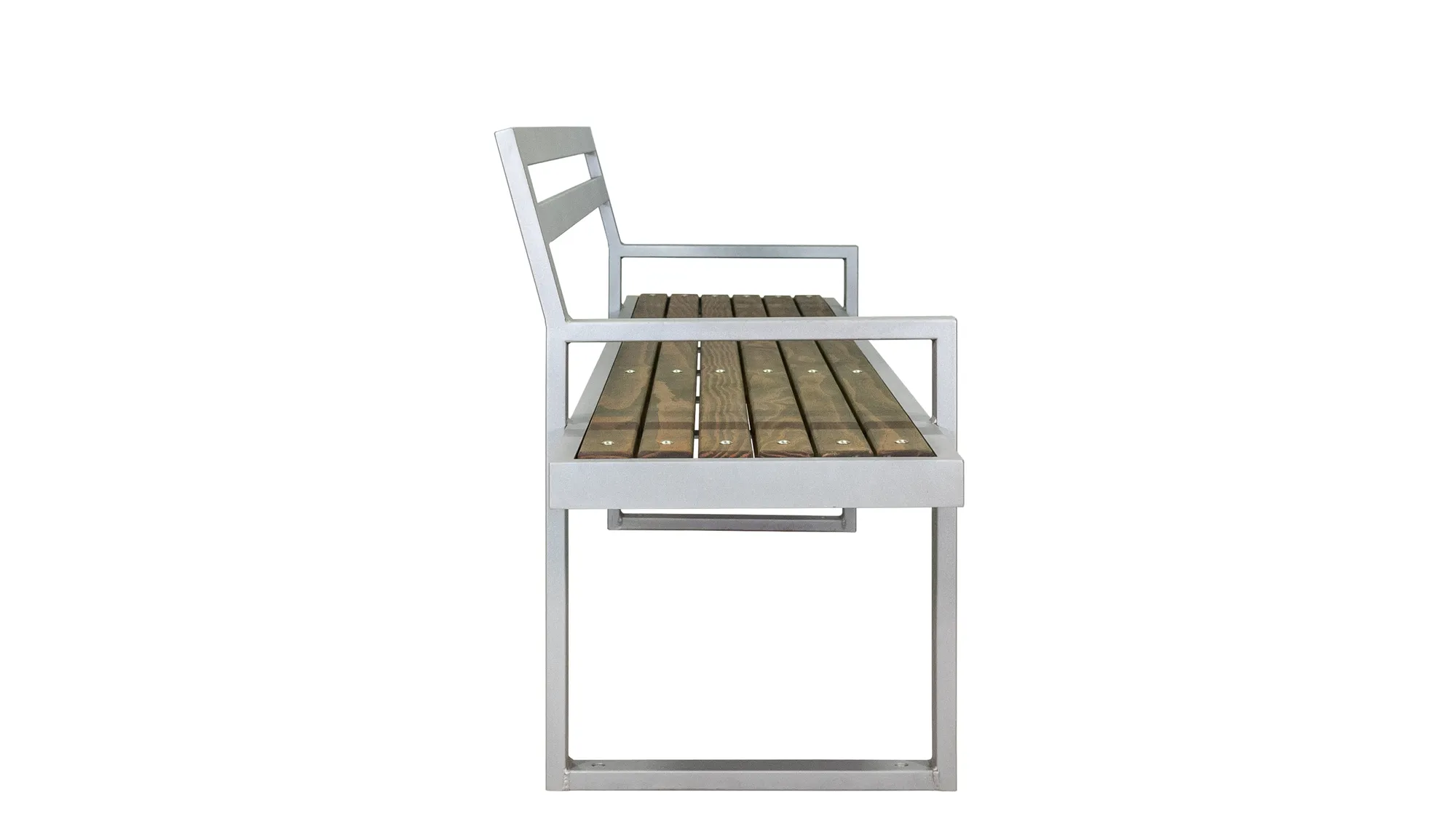 Wellington 8 Ft Skyline Park Bench with Modified Pine Side View