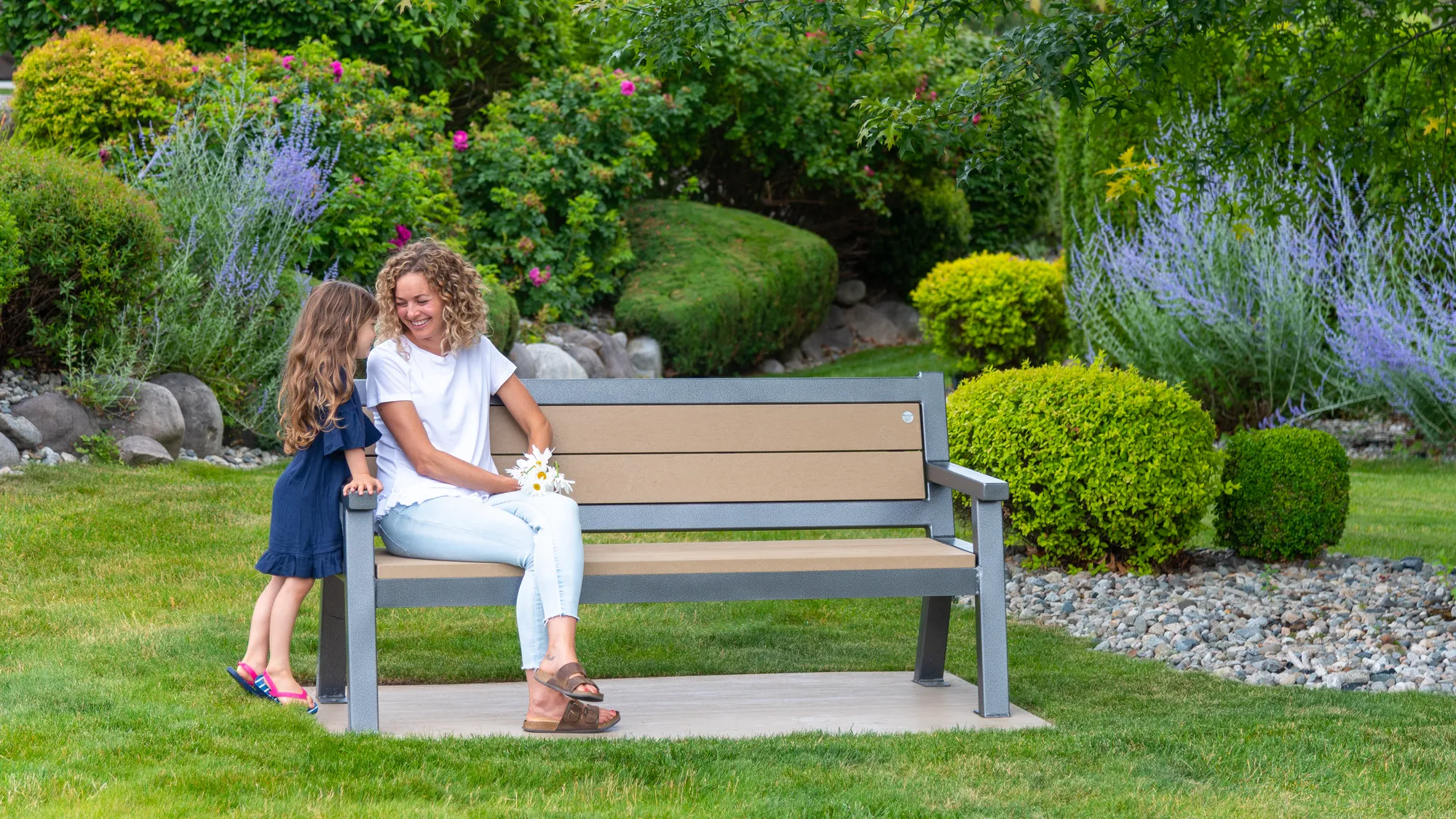 Wishbone Angled Leg Rutherford Bench on a Perma-Pad