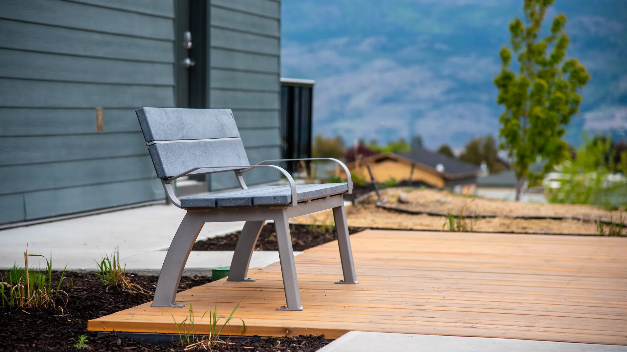 Wishbone Aylesbury Bench at Skygreen Apartments in West Kelowna