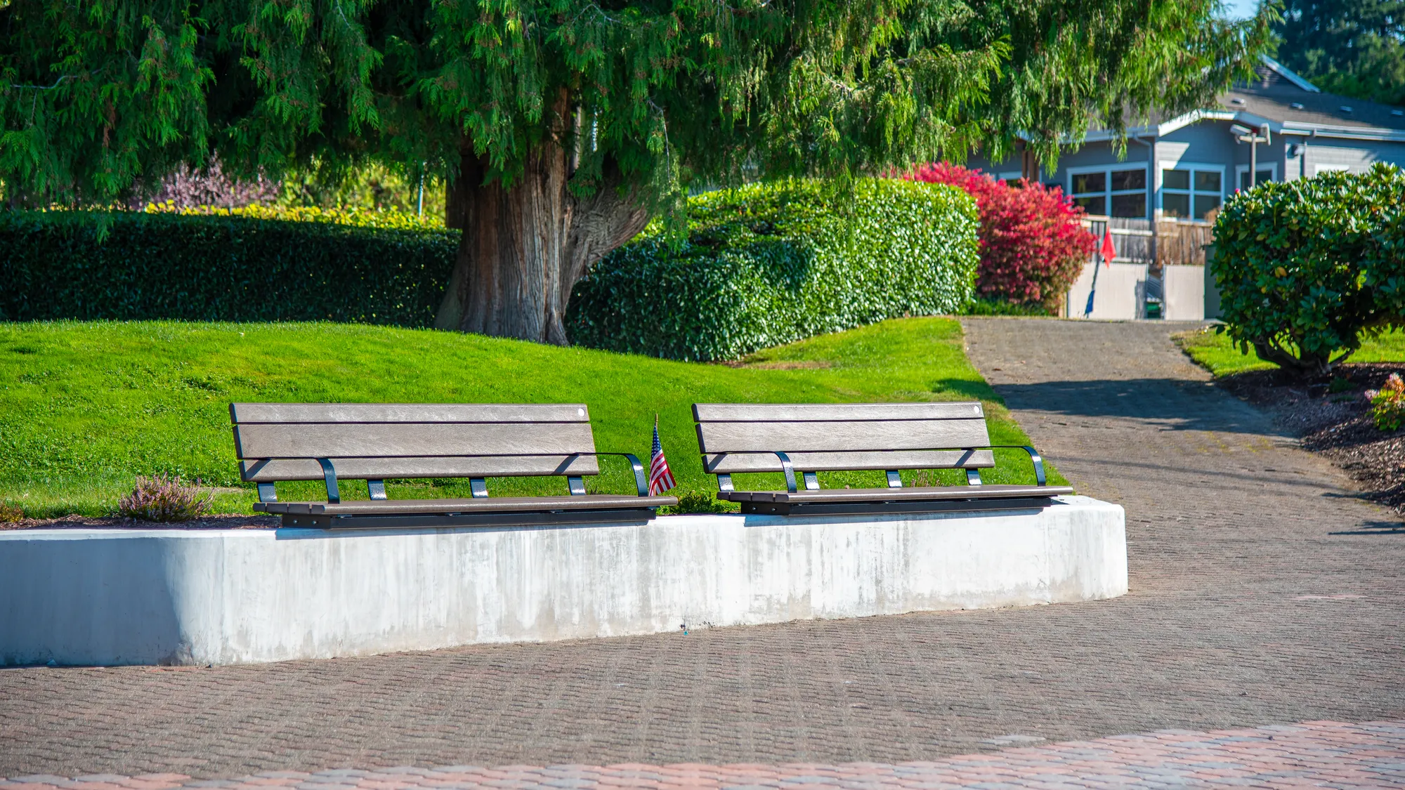 Wishbone Bayview Wall Top Benches at Veterans Park in Lynnwood W