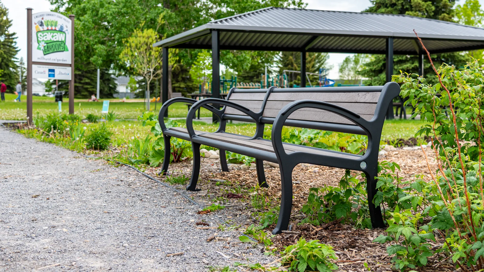 Wishbone Custom Mountain Classic Benches at Sakaw Gardens in Edm
