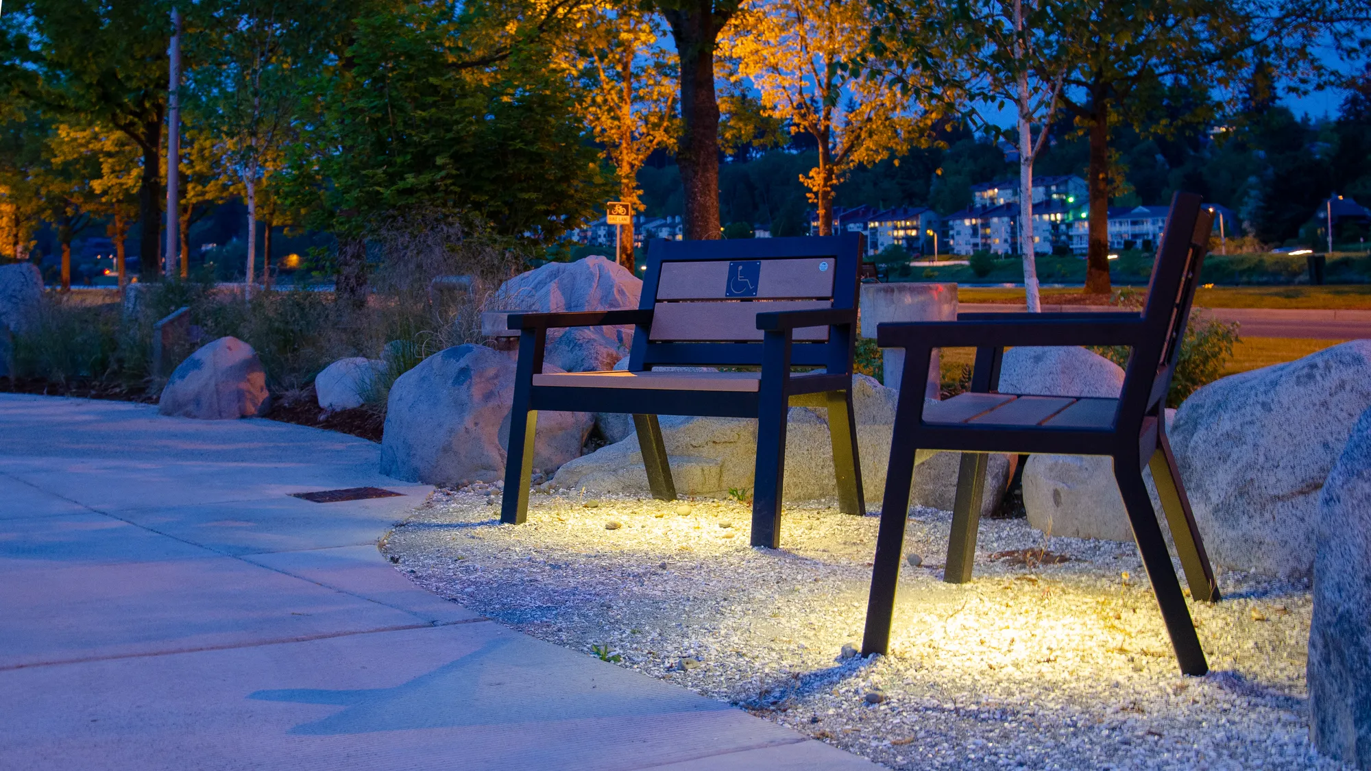 Wishbone Custom Rutherford Benches with LED Lighting in Olympia