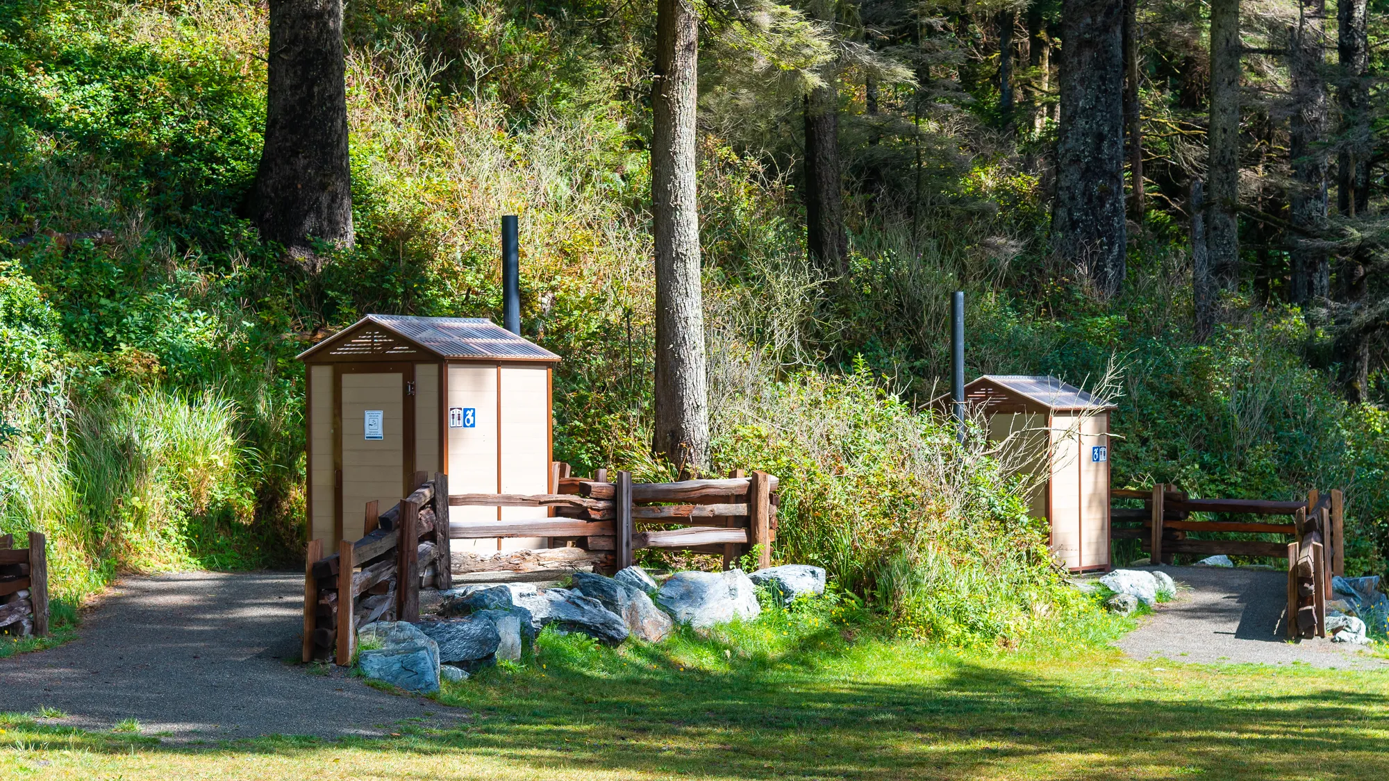Wishbone John  Jumbo Outhouses at French Beach Provincial Park