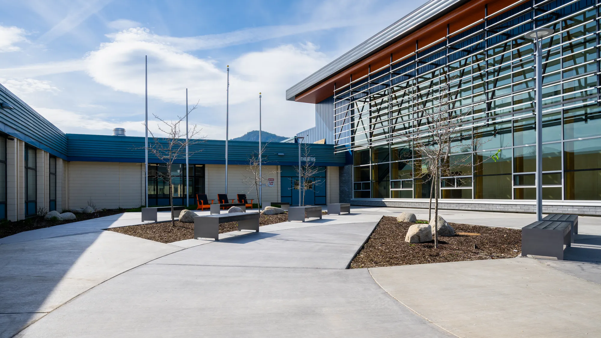 Wishbone Hutch Backless Benches at the Pleasant Valley Secondary