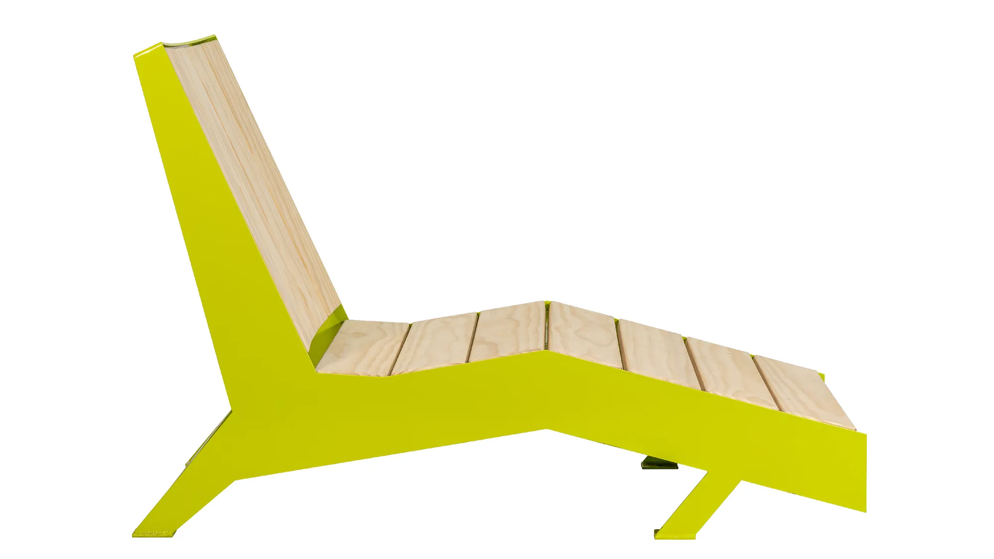 The JEM Chaise Lounge Chair features Accoya modified wood and a powder-coated frame. This stylish lounger offers a comfortable and modern seating option for outdoor spaces.