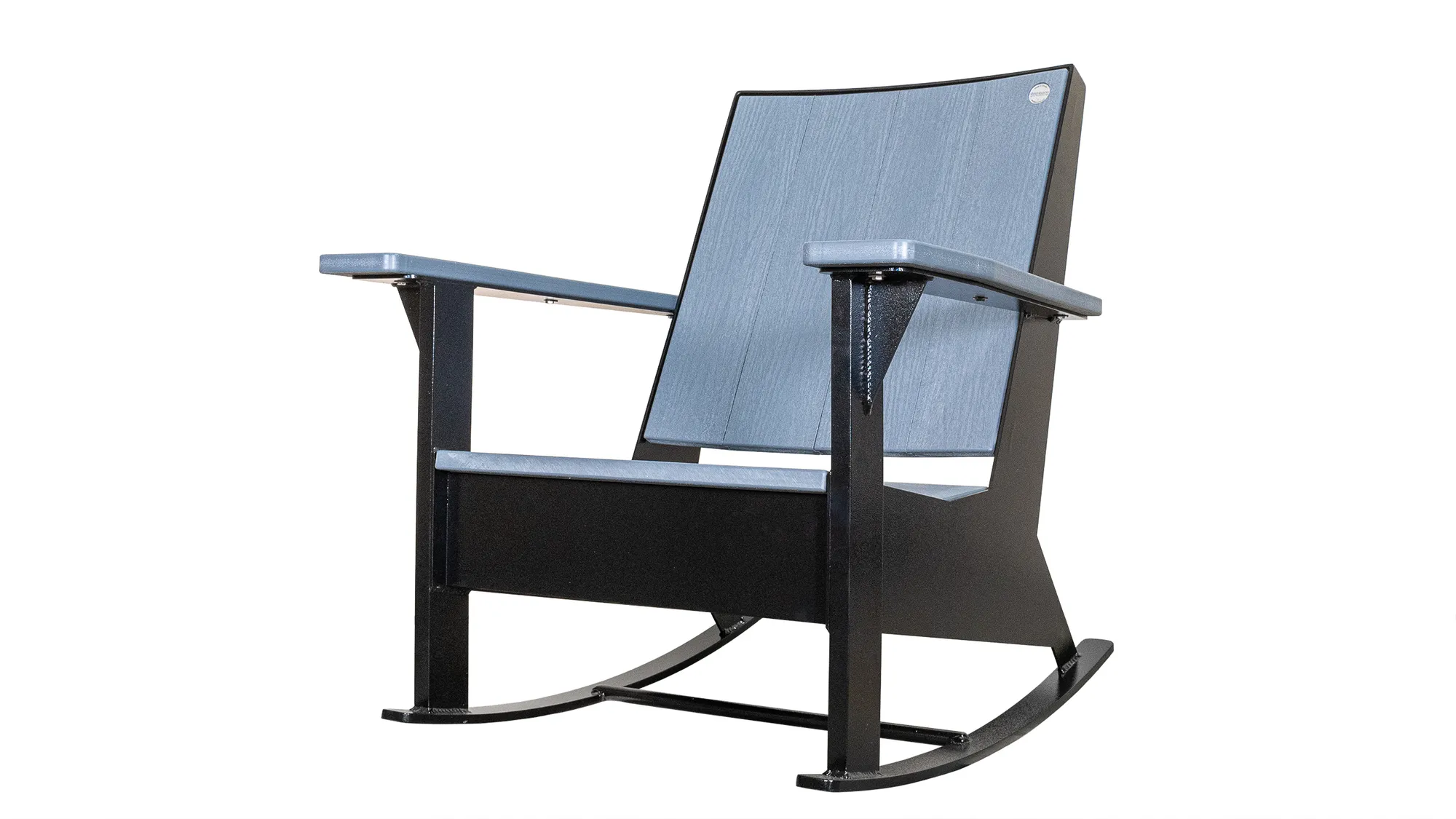 The JEM Rocking Chair features recycled plastic lumber seat and back with a powder-coated metal frame. This comfortable and stylish chair is perfect for any outdoor space.