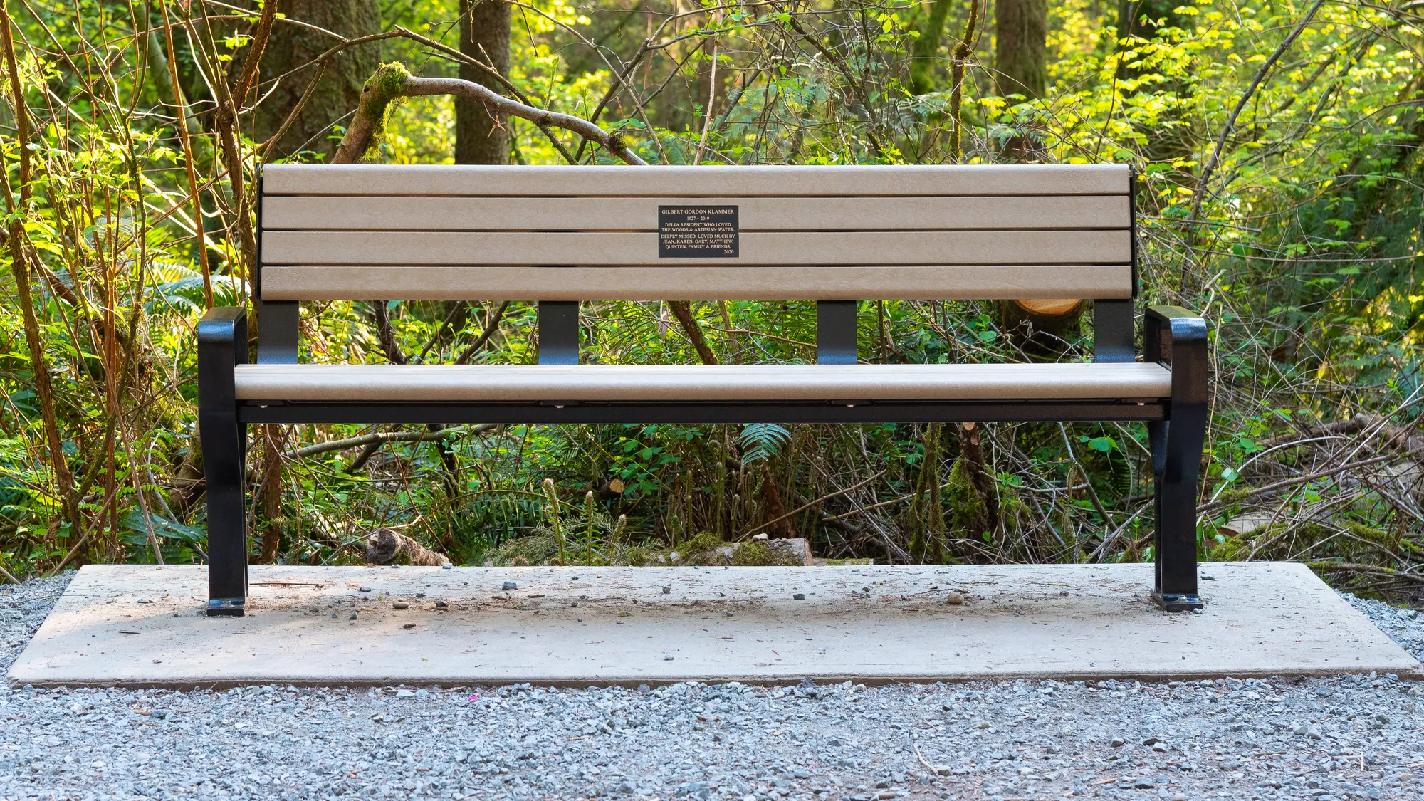 Wishbone Koble 6ft Memorial Bench at the Watershed Park Reserve
