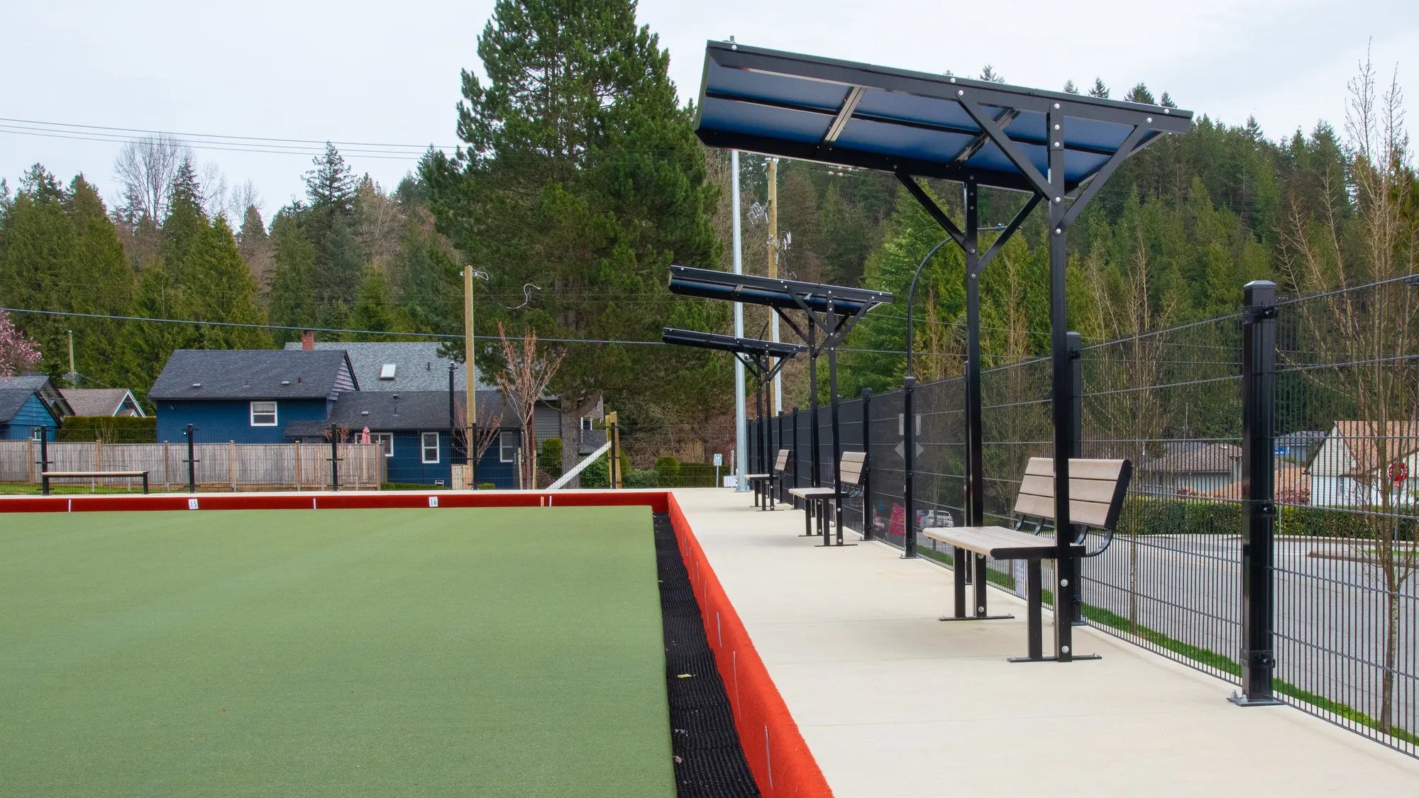 Wishbone Larson Benches with Sun Shade at the North Vancouver La