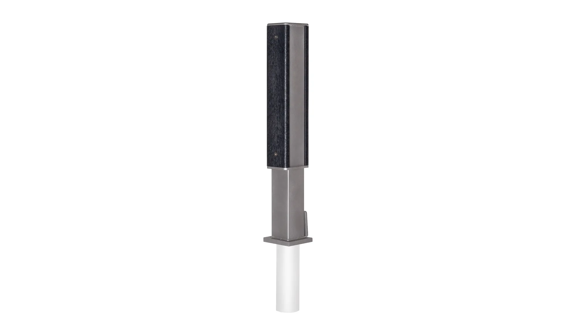Modena removable bollard with recycled plastic lumber and powder-coated metal. This bollard provides a secure and stylish solution for access control and pedestrian safety.