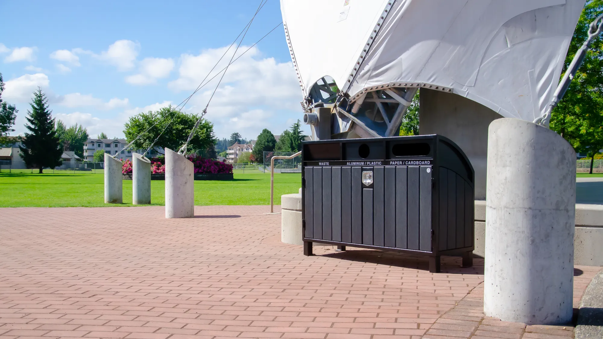 Wishbone Three Stream Modena Curved Top Recycling Station in Lan