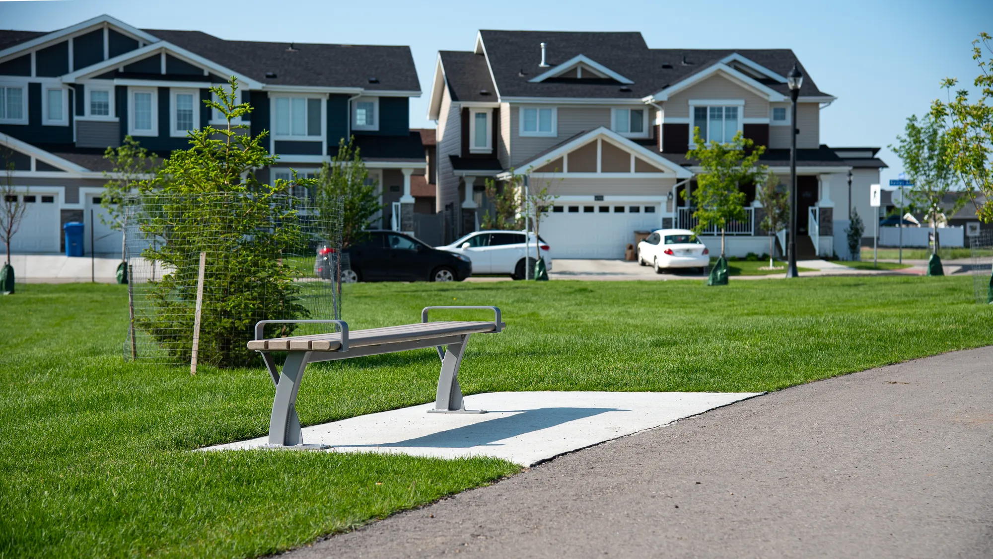 Wishbone Parker Backless Bench at Horizon Station Park in Regina