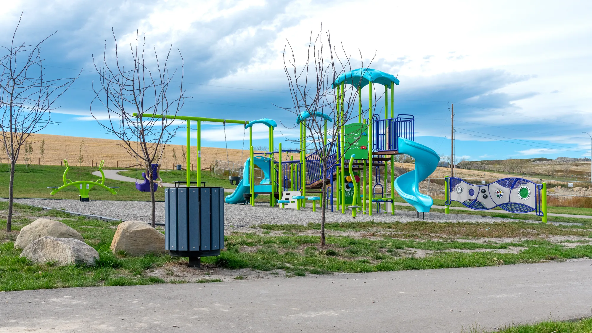 Wishbone Pipeline Waste Receptacle at Baysprings Park in Airdrie