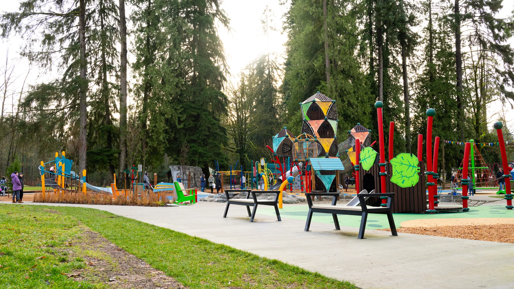 Wishbone Rutherford Backless Benches at Maple Ridge Park in Mapl