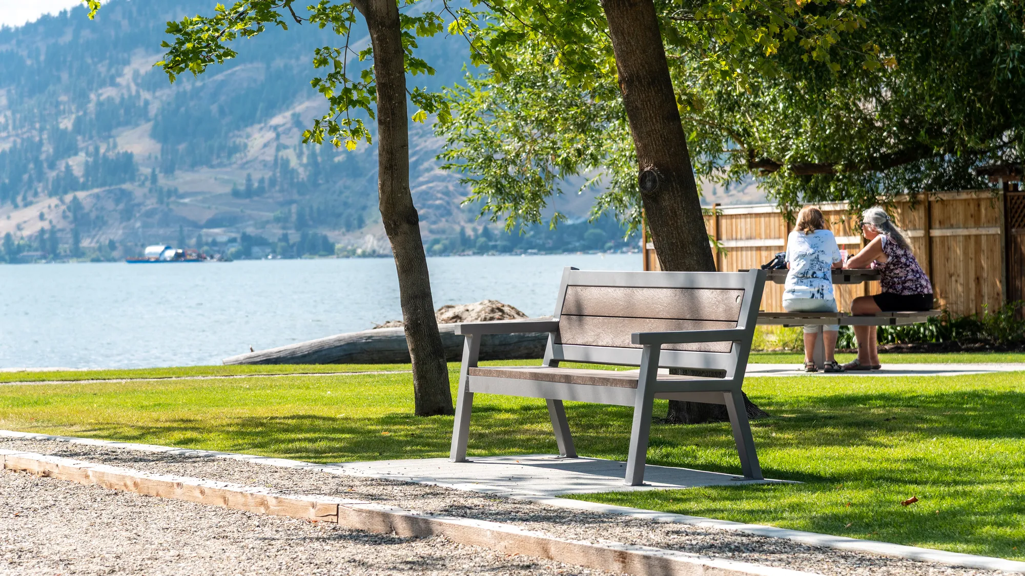 Wishbone Rutherford Angled Leg Bench at Lakeshore Park in Vernon